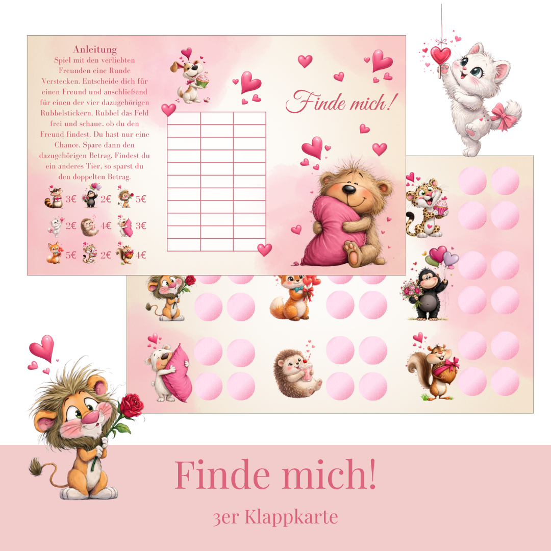 Klappkarte Finde mich!