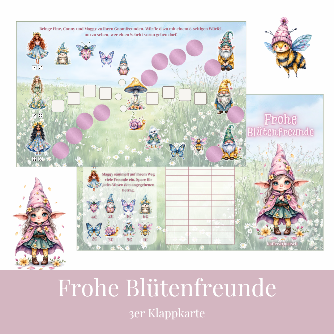 Klappkarte Frohe Blütenfreunde