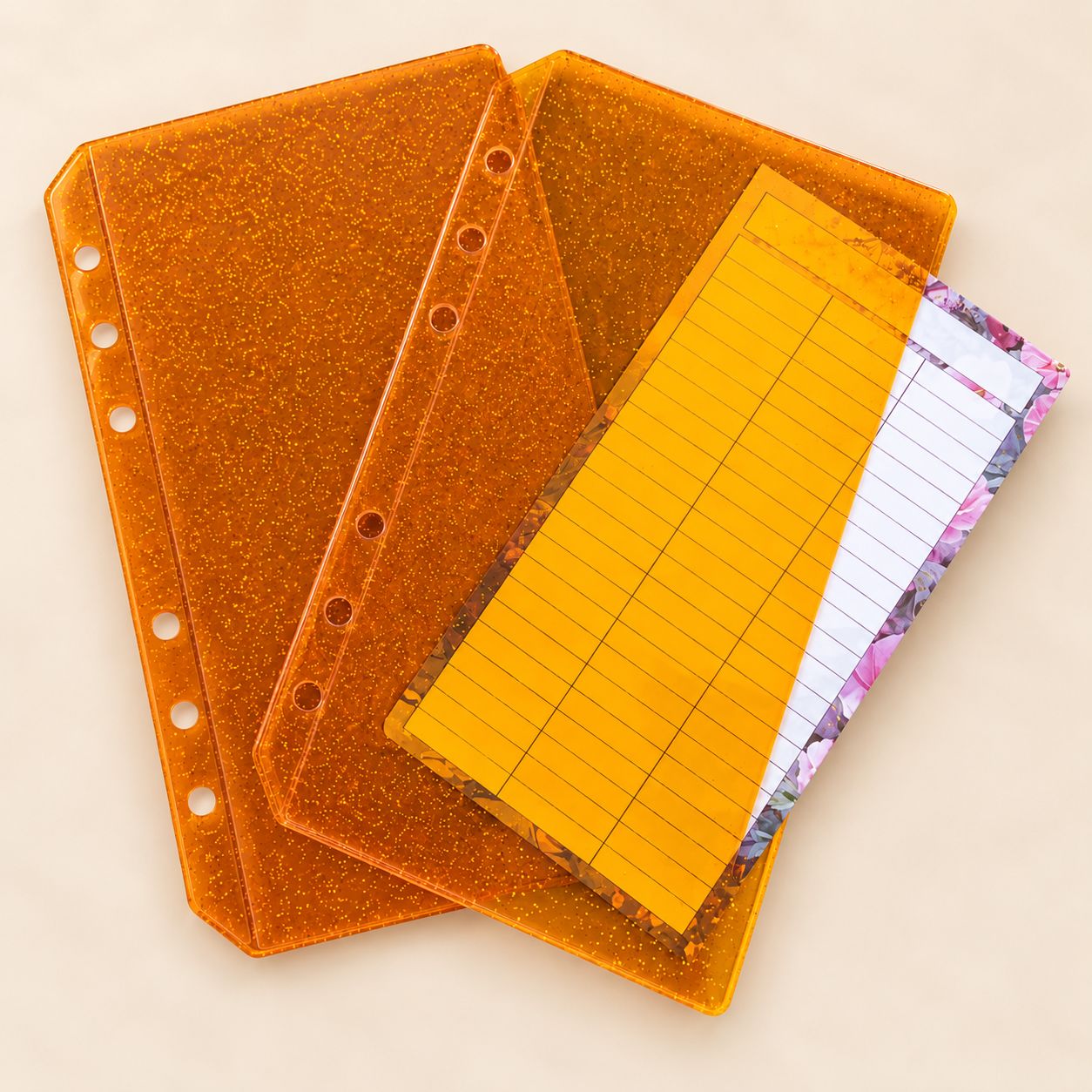 A6 Glitzerhüllen Orange ohne Zipper